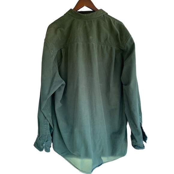 Eddie Bauer Dark Green Chamois Button Down Shirt Size XL Tall Casual Botton Down - Picture 4 of 11